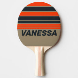 Raquete De Ping Pong Retro Desert Meadow Horizon Striping with Name