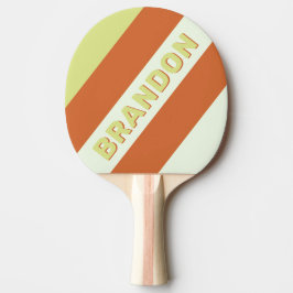 Raquete De Ping Pong Retro Deserto Cacto Bold Listras com Nome
