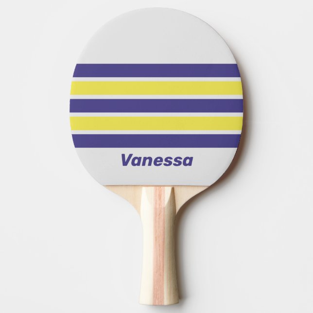 Raquete De Ping Pong Retro Electric Lemon Grape Across Stripe with Name (Frente)