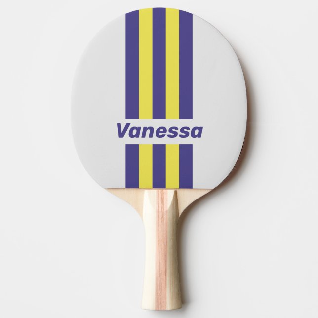 Raquete De Ping Pong Retro Electric Lemon Grape Pin Stripes with Name (Frente)