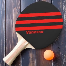 Raquete De Ping Pong Retro Escuro Três Listras com Nome