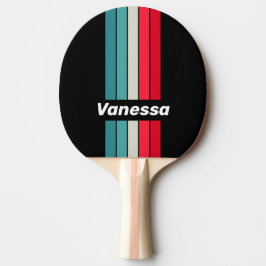 Raquete De Ping Pong Retro Furtivo Arco-íris com Faixas e Nome