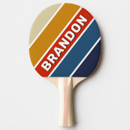Raquete De Ping Pong Retro Gelo Arco-íris Negrito Listrado com Nome