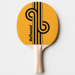 Raquete De Ping Pong Retro Girassol Buzz Dual Listra com Nome
