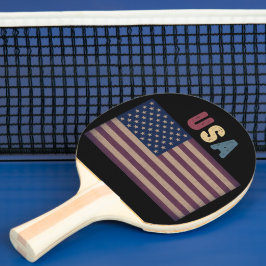 Raquete De Ping Pong Retro Grunge USA American Flag Patriotic