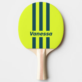 Raquete De Ping Pong Retro HI VIS Amarelo Três Listras com Nome