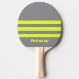 Raquete De Ping Pong Retro HI VIS Three Across Striping with Name