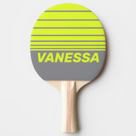Raquete De Ping Pong Retro HI VIS Três Listras Horizontais com Nome