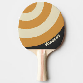 Raquete De Ping Pong Retro Horizonte Dourado Círculo Listra com Nome