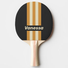 Raquete De Ping Pong Retro Horizonte Dourado Listras Finas com Nome