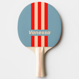 Raquete De Ping Pong Retro Horizonte Oceano Listras com Nome