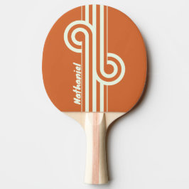 Raquete De Ping Pong Retro Laranja Loop Dupla Faixa com Nome