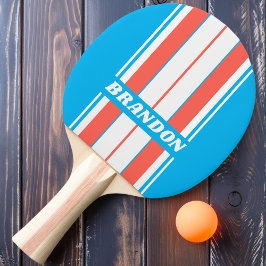 Raquete De Ping Pong Retro Light Sky Blue Board Listras com Nome