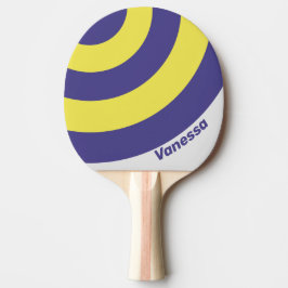 Raquete De Ping Pong Retro Limão Elétrico Uva Círculo Listra com Nome