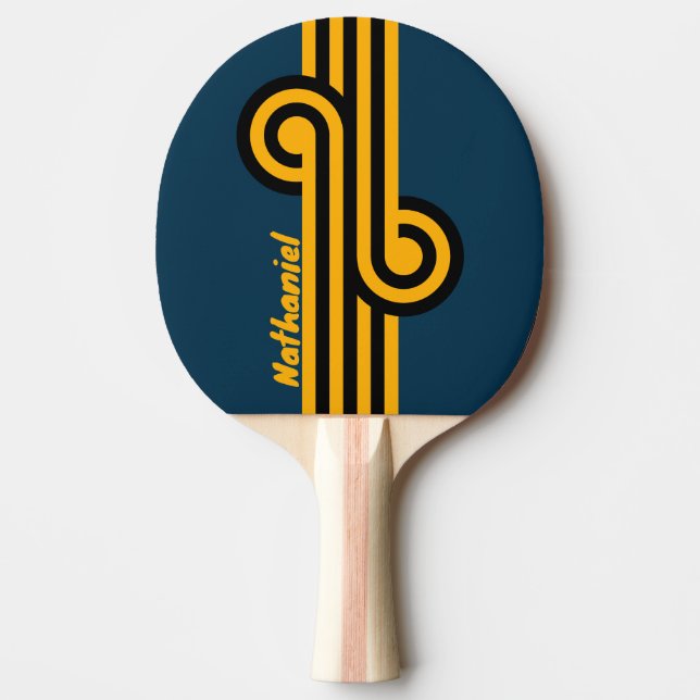 Raquete De Ping Pong Retro Loop Maré ao Luar com Nome (Frente)