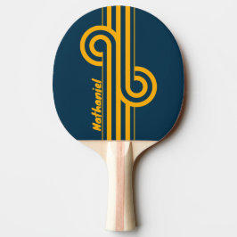 Raquete De Ping Pong Retro Maré ao Luar com Listras Duplas e Nome