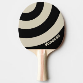 Raquete De Ping Pong Retro Midnight Three Circle Stripe with Name