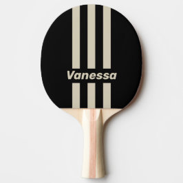 Raquete De Ping Pong Retro Midnight Three Pin Stripes with Name