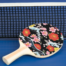 Raquete De Ping Pong Retro Modern Seigaiha Sakura Flowers Japan party