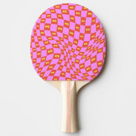 Raquete De Ping Pong retro moderno amarelo-alaranjado-claro-néon-cheio