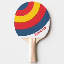 Raquete De Ping Pong Retro Montanha Círculo Listra com Nome
