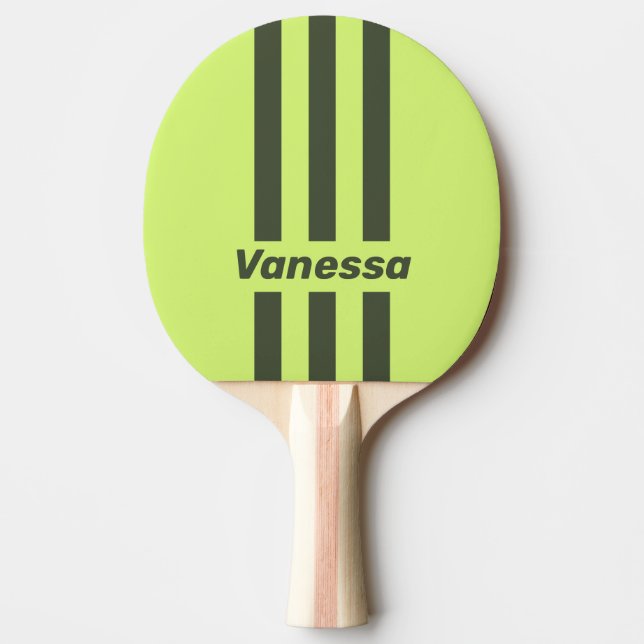 Raquete De Ping Pong Retro Moss Fade Três Listras com Nome (Frente)