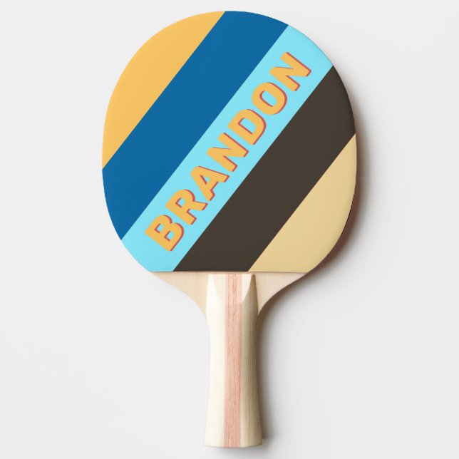 Raquete De Ping Pong Retro Murmur Listrado em Negrito com Nome (Frente)