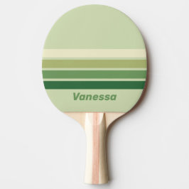 Raquete De Ping Pong Retro Musgo Arco-íris Através de Listras com Nome