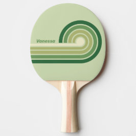 Raquete De Ping Pong Retro Musgo Arco-íris Listras com Nome