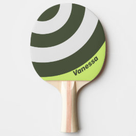 Raquete De Ping Pong Retro Musgo Fade Círculo Listra com Nome