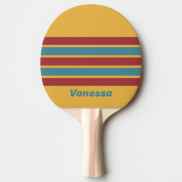 Raquete De Ping Pong Retro Mustard Seed Across Striping with Name