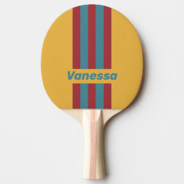 Raquete De Ping Pong Retro Mustard Seed Pin Stripes with Name