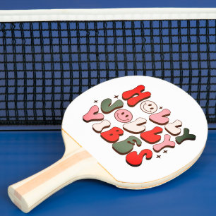 Raquete De Ping Pong Retro Natal Holly Jolly Vibes Feriados de Trendy