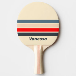 Raquete De Ping Pong Retro Nautical Rainbow Across Striping with Name