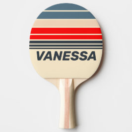 Raquete De Ping Pong Retro Náutico Arco-íris no Horizonte com Listras e