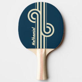Raquete De Ping Pong Retro Navy Fade Dual Stripe Loop com Nome