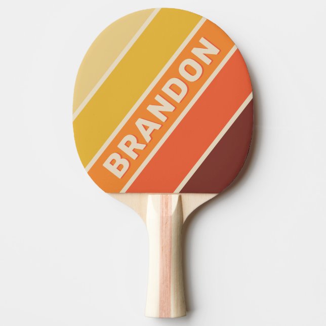 Raquete De Ping Pong Retro Negrito Listrado com Nome (Frente)