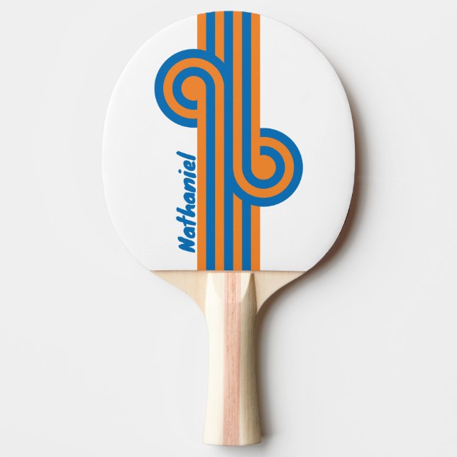 Raquete De Ping Pong Retro New Amsterdam Listra Loop com Nome (Frente)