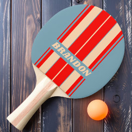 Raquete De Ping Pong Retro Ocean Horizon Board Listras com Nome