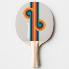 Raquete De Ping Pong Retro Ocean Rainbow Loop com Nome