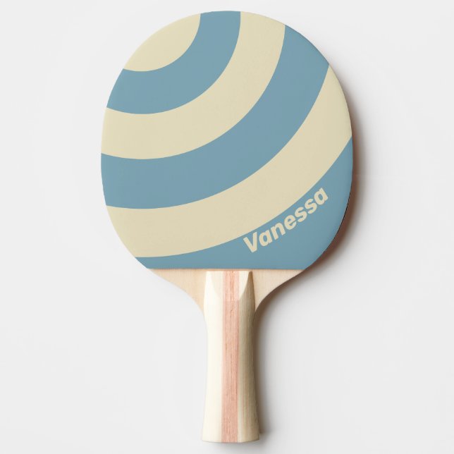 Raquete De Ping Pong Retro Oceano Três Listras em Círculo com Nome (Frente)