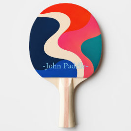 Raquete De Ping Pong Retro Onda Abstrato Paddle de Ping Pong com Nome P
