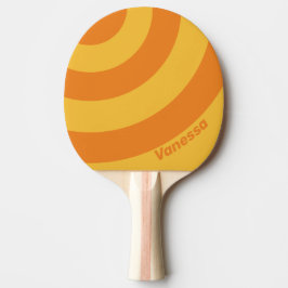 Raquete De Ping Pong Retro Orange Groove Three Circle Stripe with Name