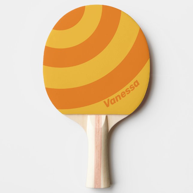 Raquete De Ping Pong Retro Orange Groove Three Circle Stripe with Name (Frente)