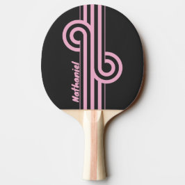 Raquete De Ping Pong Retro Pink Night Stripe Loop com Nome