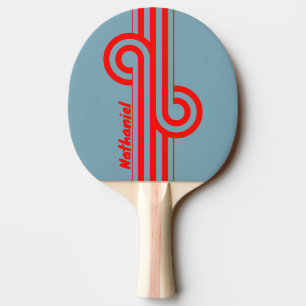 Raquete De Ping Pong Retro Red Sea Stripe Loop com Nome