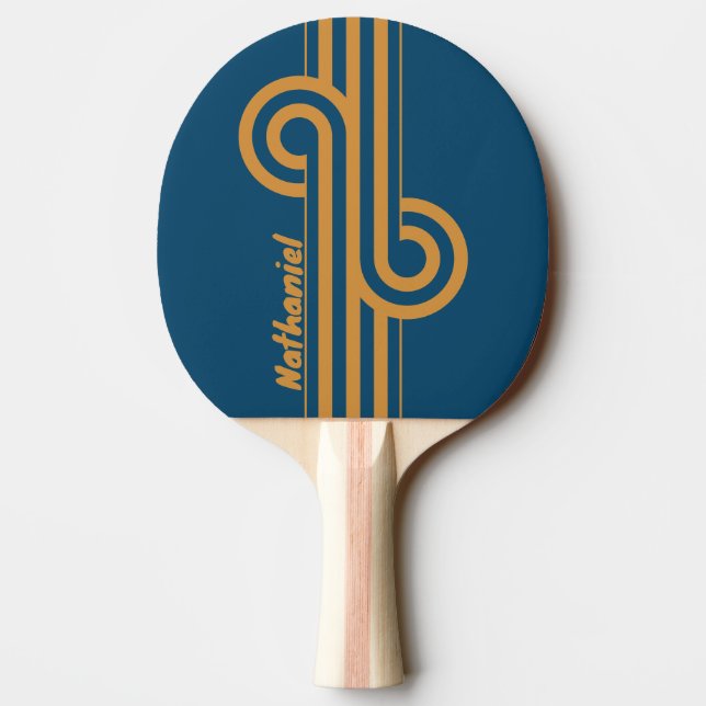 Raquete De Ping Pong Retro Royal Gold Loop Dupla Faixa com Nome (Verso)