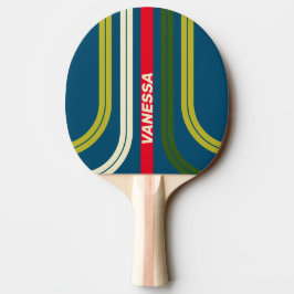 Raquete De Ping Pong Retro Rugby em Faixas ao Longo do Arco com Nome