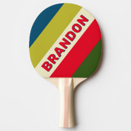 Raquete De Ping Pong Retro Rugby Listras Ousadas com Nome