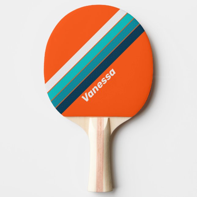 Raquete De Ping Pong Retro Salvavidas Listrado com Nome (Frente)